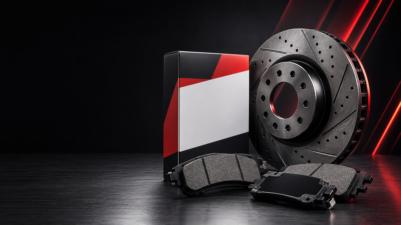Apex Voyant brake pads, brake rotor and export packaging product display